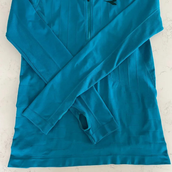 Diadora Activewear LS 1/4 Zip Polyamide Elastane Hooded Top Turquoise Sz M/L - Picture 3 of 15